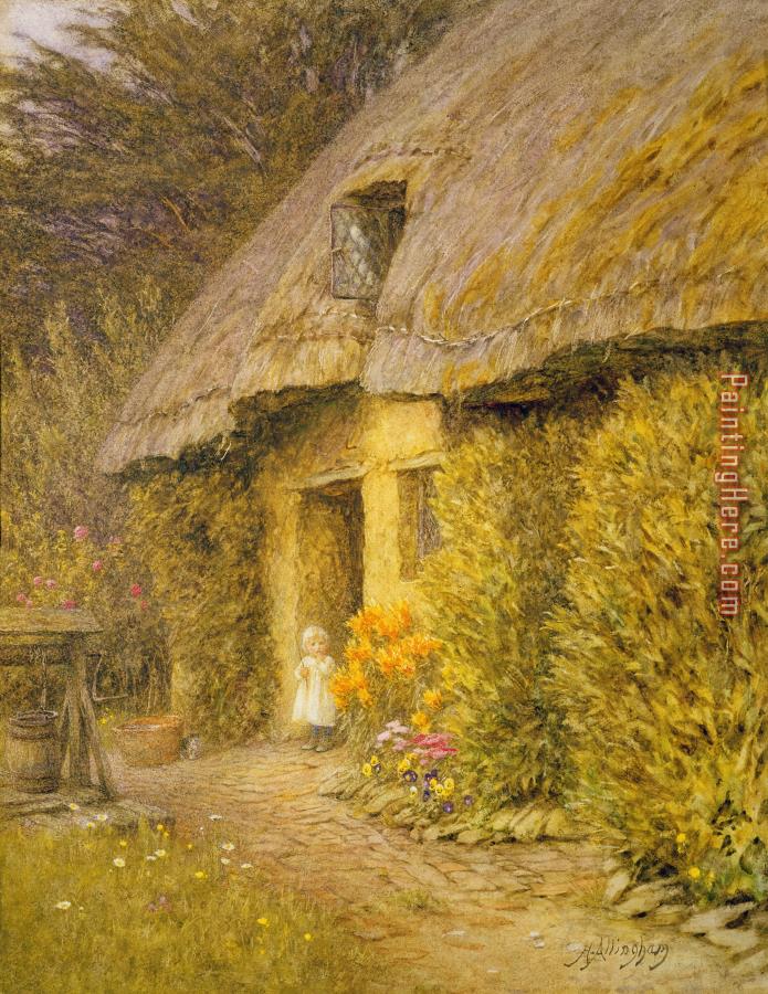 Helen Allingham A Child at the Doorway of a Thatched Cottage
